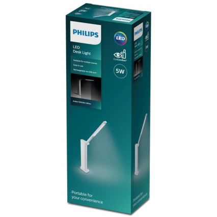 Philips - LED Stmívatelná dotyková stolní lampa AMBER LED/5W/5V 1800 mAh bílá