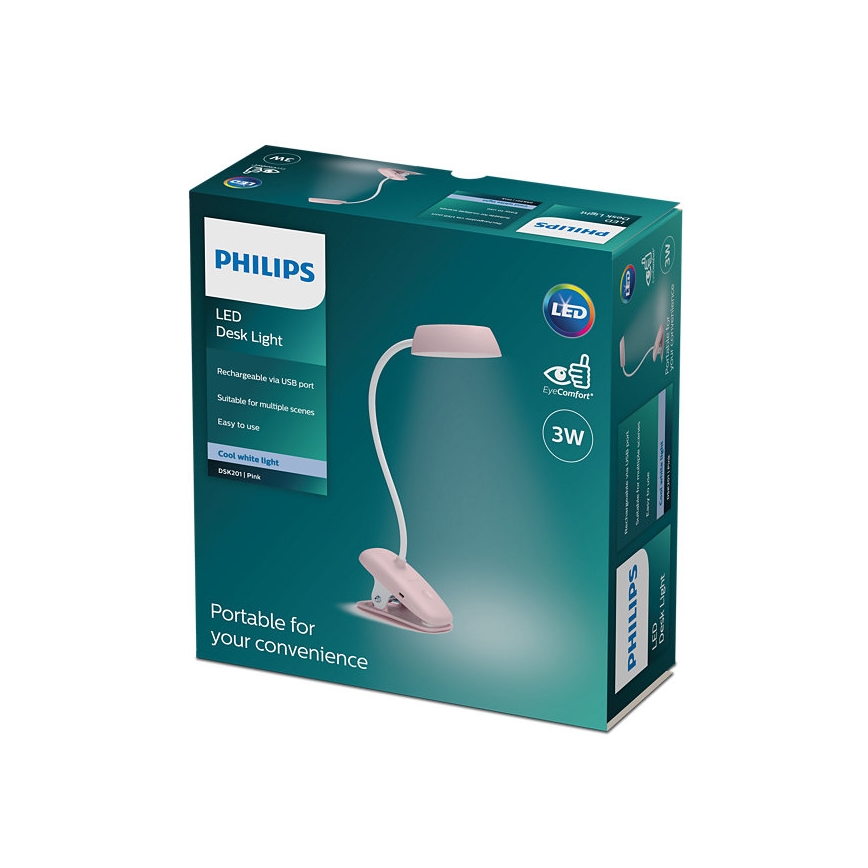 Philips - LED Stmívatelná lampa s klipem DONUTCLIP LED/3W/5V CRI 90 růžová