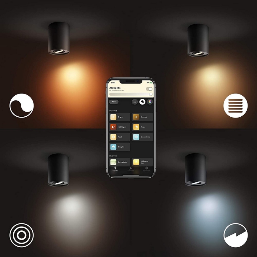 Philips - LED Stmívatelné bodové svítidlo Hue PILLAR 1xGU10/4,2W/230V 2200-6500K černá
