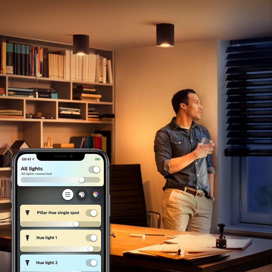 Philips - LED Stmívatelné bodové svítidlo Hue PILLAR 1xGU10/4,2W/230V 2200-6500K černá