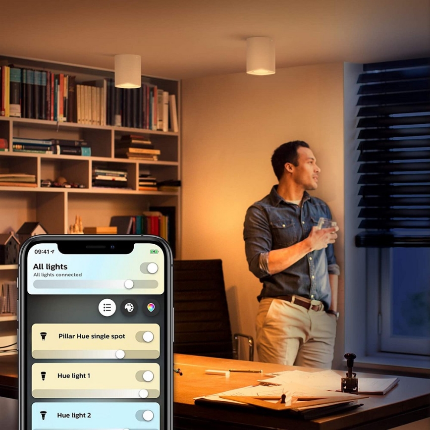 Philips - LED Stmívatelné bodové svítidlo Hue PILLAR 1xGU10/4,2W/230V 2200-6500K + dálkové ovládání bílá