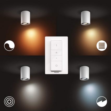 Philips - LED Stmívatelné bodové svítidlo Hue PILLAR 1xGU10/4,2W/230V 2200-6500K + dálkové ovládání bílá
