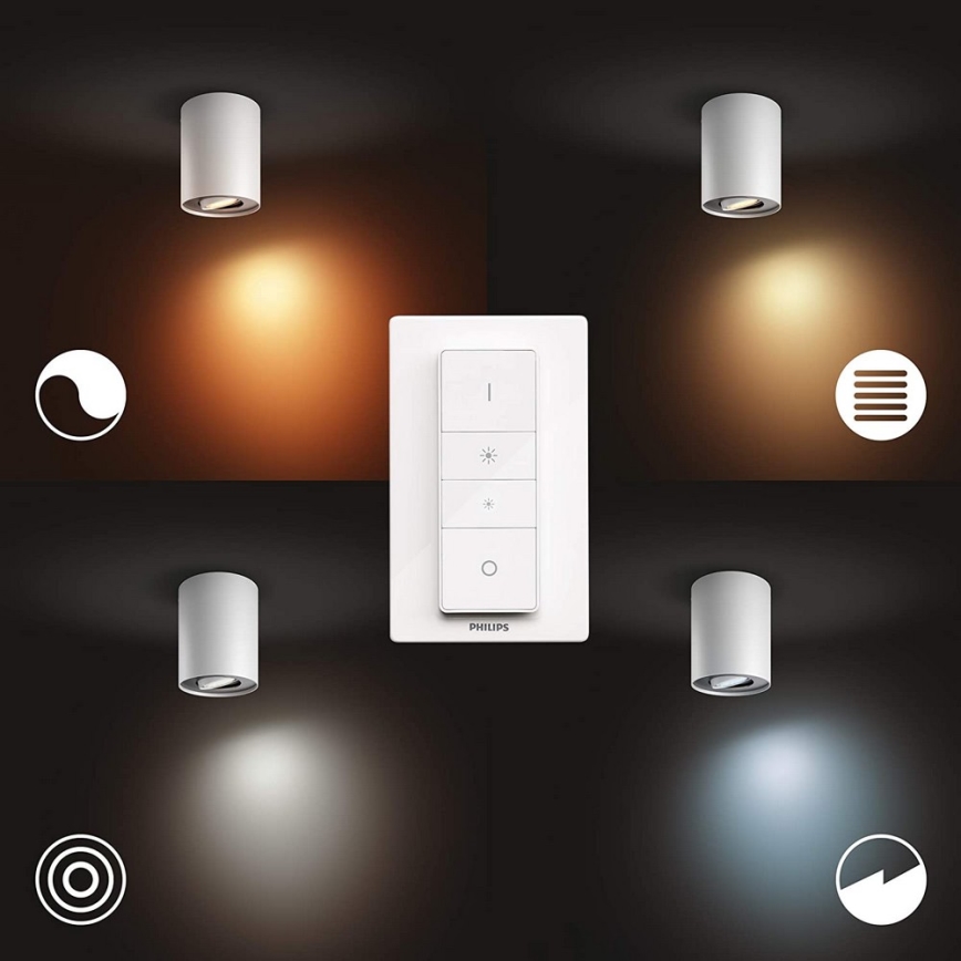 Philips - LED Stmívatelné bodové svítidlo Hue PILLAR 1xGU10/4,2W/230V 2200-6500K + dálkové ovládání bílá