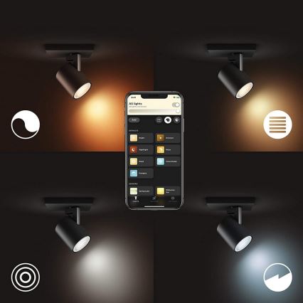 Philips - LED Stmívatelné bodové svítidlo Hue RUNNER 1xGU10/4,2W/230V 2200-6500K černá