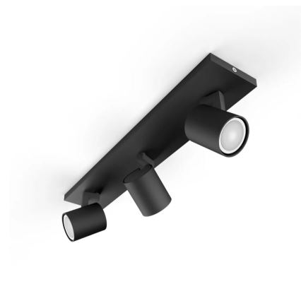 Philips - LED Stmívatelné bodové svítidlo Hue RUNNER 3xGU10/4,2W/230V 2200-6500K + dálkové ovládání černá