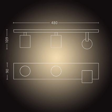Philips - LED Stmívatelné bodové svítidlo Hue RUNNER 3xGU10/4,2W/230V 2200-6500K + dálkové ovládání černá