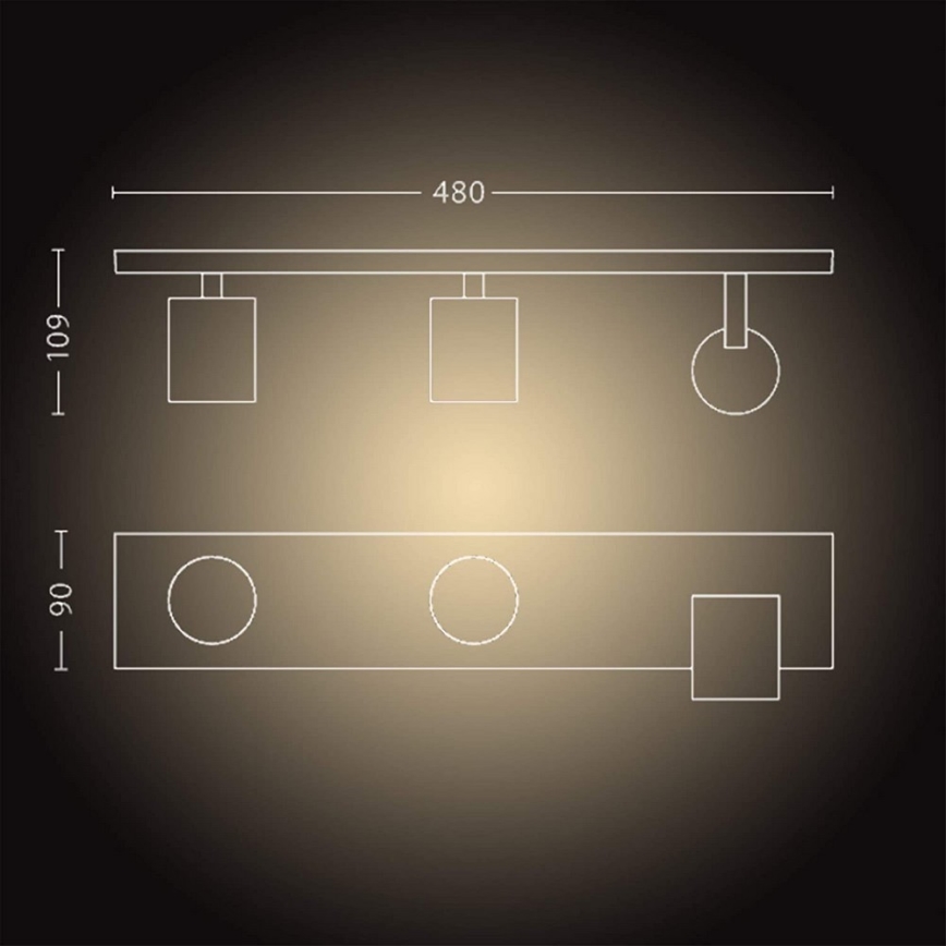 Philips - LED Stmívatelné bodové svítidlo Hue RUNNER 3xGU10/4,2W/230V 2200-6500K + dálkové ovládání černá