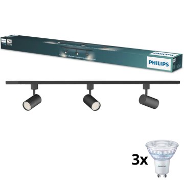 Philips - LED Stmívatelné bodové svítidlo v lištovém systému EASYLINK 3xGU10/6,2W/230V 2200-2700K 1m černá