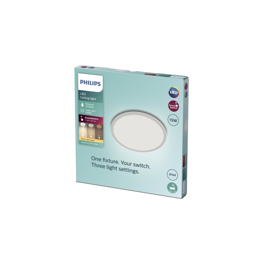 Philips - LED Stmívatelné koupelnové stropní svítidlo SCENE SWITCH LED/15W/230V IP44 2700K