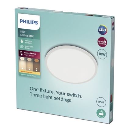 Philips - LED Stmívatelné koupelnové stropní svítidlo SCENE SWITCH LED/18W/230V IP44 2700K