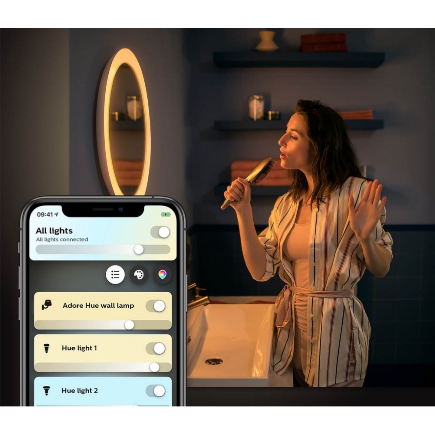 Philips - LED Stmívatelné koupelnové zrcadlo Hue ADORE LED/27W/230V + DO IP44