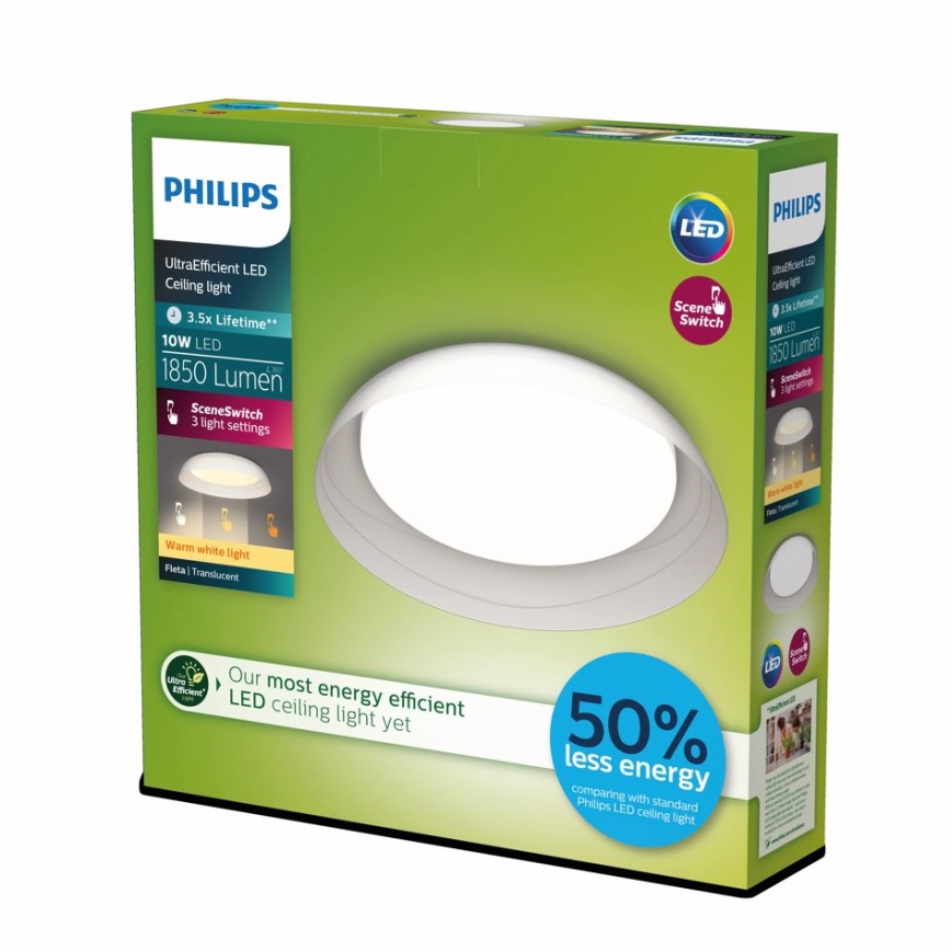 Philips - LED Stmívatelné stropní svítidlo FLETA SCENE SWITCH LED/10W/230V 2700K čirá