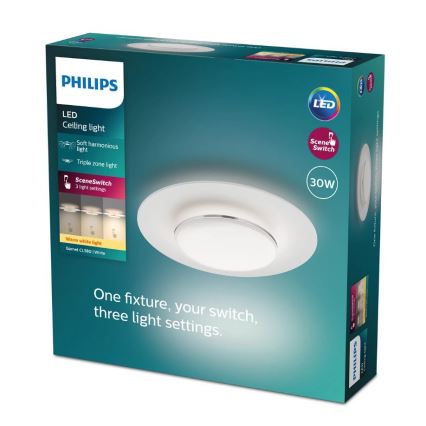 Philips- LED Stmívatelné stropní svítidlo SCENE SWITCH LED/30W/230V 2700K stříbrná