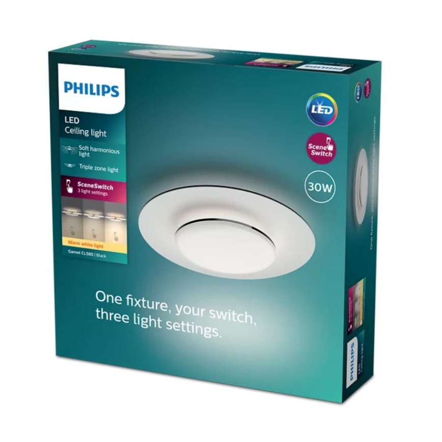 Philips- LED Stmívatelné stropní svítidlo SCENE SWITCH LED/30W/230V 2700K černá