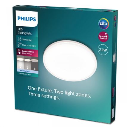 Philips - LED Stmívatelné stropní svítidlo SCENE SWITCH LED/22W/230V pr. 40 cm 4000K bílá