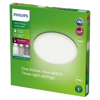 Philips - LED Stmívatelné venkovní svítidlo SUPERSLIM SCENE SWITCH LED/15W/230V IP54 bílá