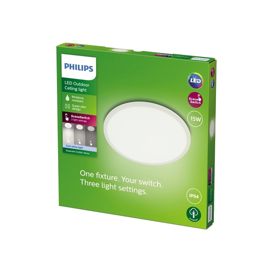 Philips - LED Stmívatelné venkovní svítidlo SUPERSLIM SCENE SWITCH LED/15W/230V IP54 bílá