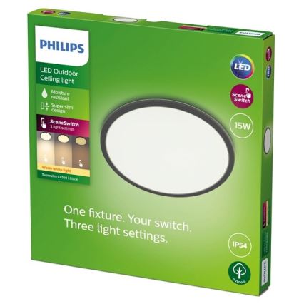 Philips - LED Stmívatelné venkovní svítidlo SUPERSLIM SCENE SWITCH LED/15W/230V IP54 černá