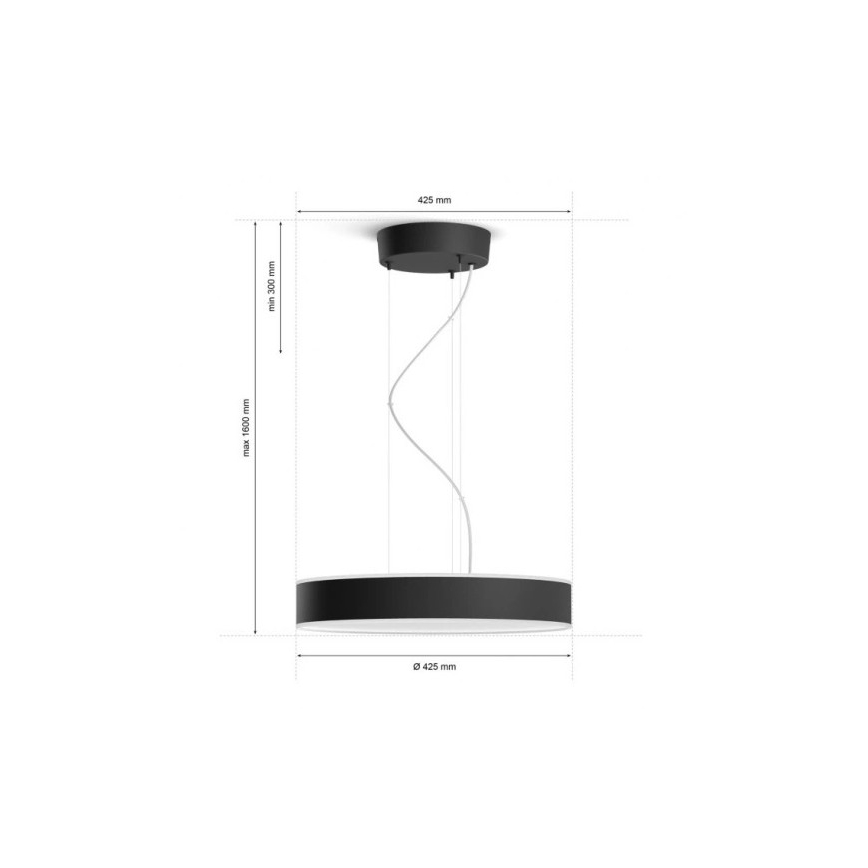 Philips - LED Stmívatelný lustr na lanku Hue LED/33,5W/230V 2200-6500K černá + dálkové ovládání