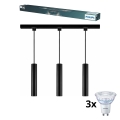 Philips - LED Stmívatelný lustr na lanku v lištovém systému EASYLINK 3xGU10/7W/230V 2200-2700K 1m černá