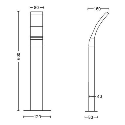 Philips - LED Venkovní lampa LED/12W/230V 2700K 60 cm IP44