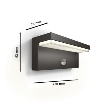 Philips - LED Venkovní nástěnné svítidlo se senzorem BUSTAN LED/3,8W/230V 4000K IP44