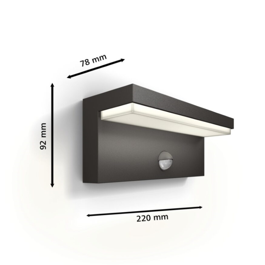 Philips - LED Venkovní nástěnné svítidlo se senzorem BUSTAN LED/3,8W/230V 4000K IP44