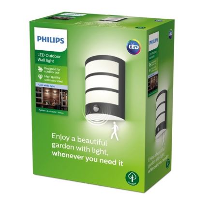 Philips - LED Venkovní nástěnné svítidlo se senzorem LED/6W/230V 4000K IP44