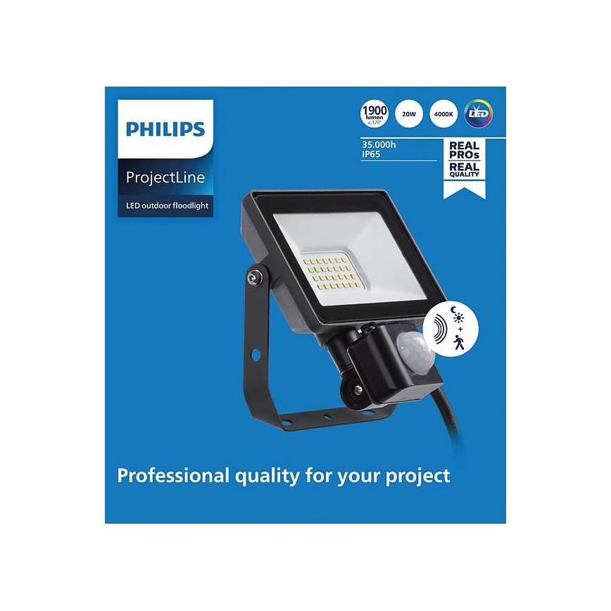 Philips - LED Venkovní reflektor se senzorem PROJECTLINE LED/20W/230V IP65 4000K