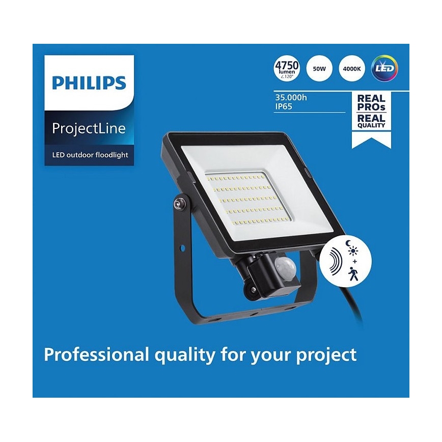Philips - LED Venkovní reflektor se senzorem PROJECTLINE LED/50W/230V IP65 4000K
