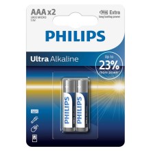 Philips LR03E2B/10 - 2 ks Alkalická baterie AAA ULTRA ALKALINE 1,5V 1250mAh