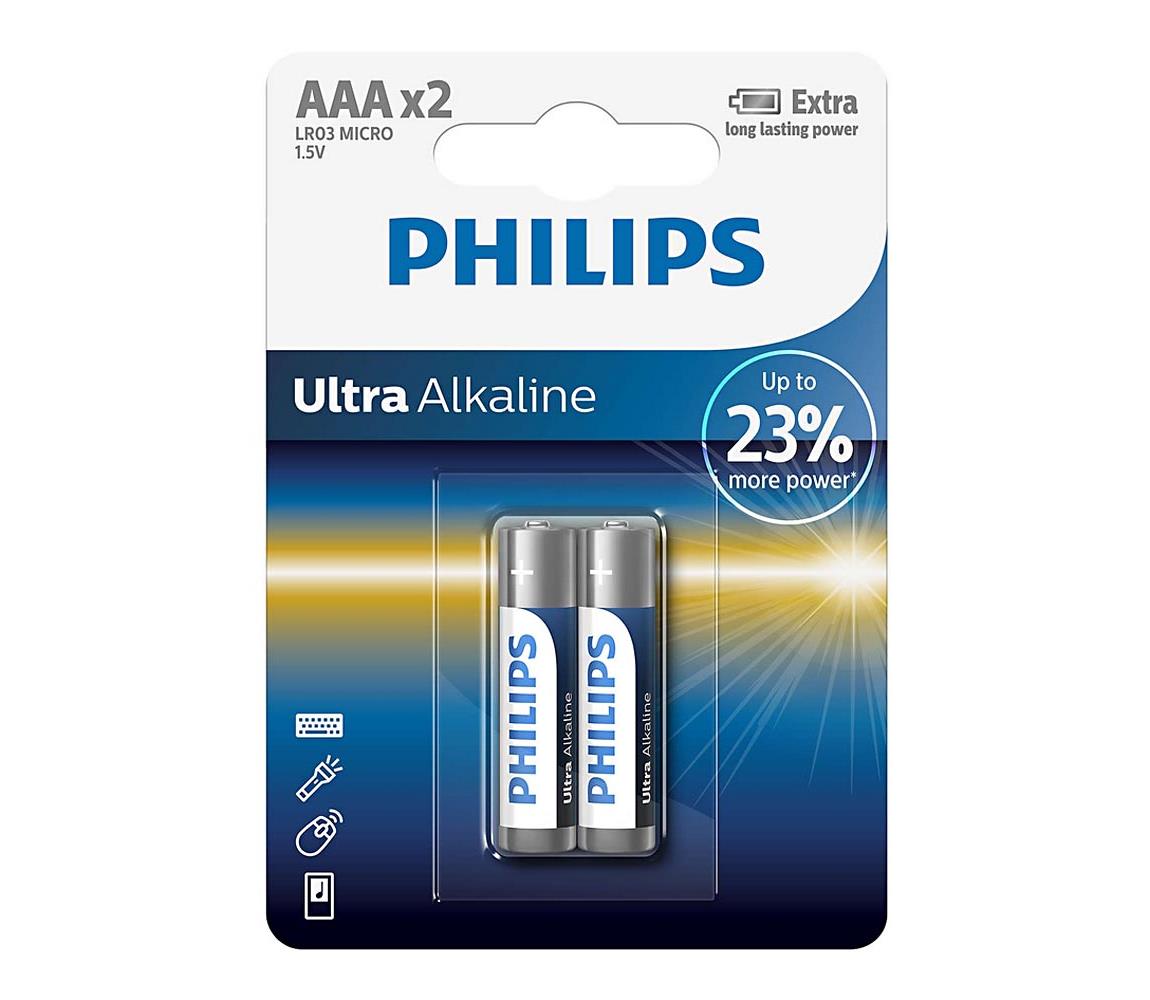 Philips Philips LR03E2B/10 - 2 ks Alkalická baterie AAA ULTRA ALKALINE 1,5V P2190