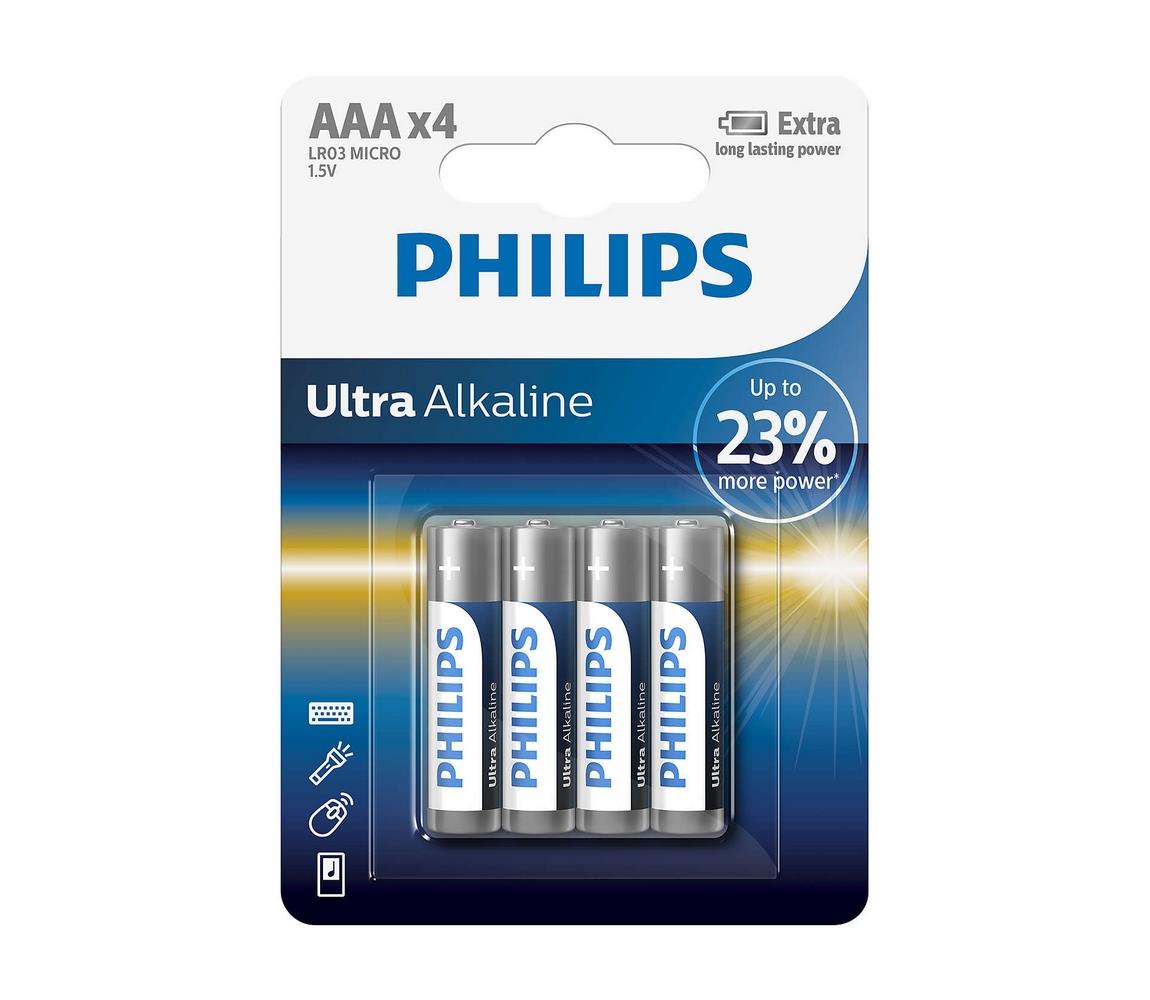 Philips Philips LR03E4B/10 - 4 ks Alkalická baterie AAA ULTRA ALKALINE 1,5V 1250mAh P2189