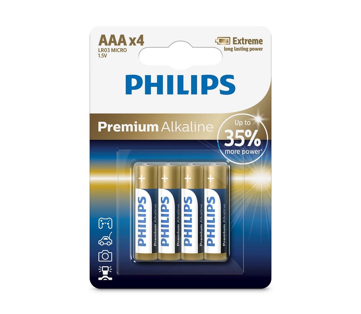 Philips Philips LR03M4B/10 - 4 ks Alkalická baterie AAA PREMIUM ALKALINE 1,5V 1320mAh P2186