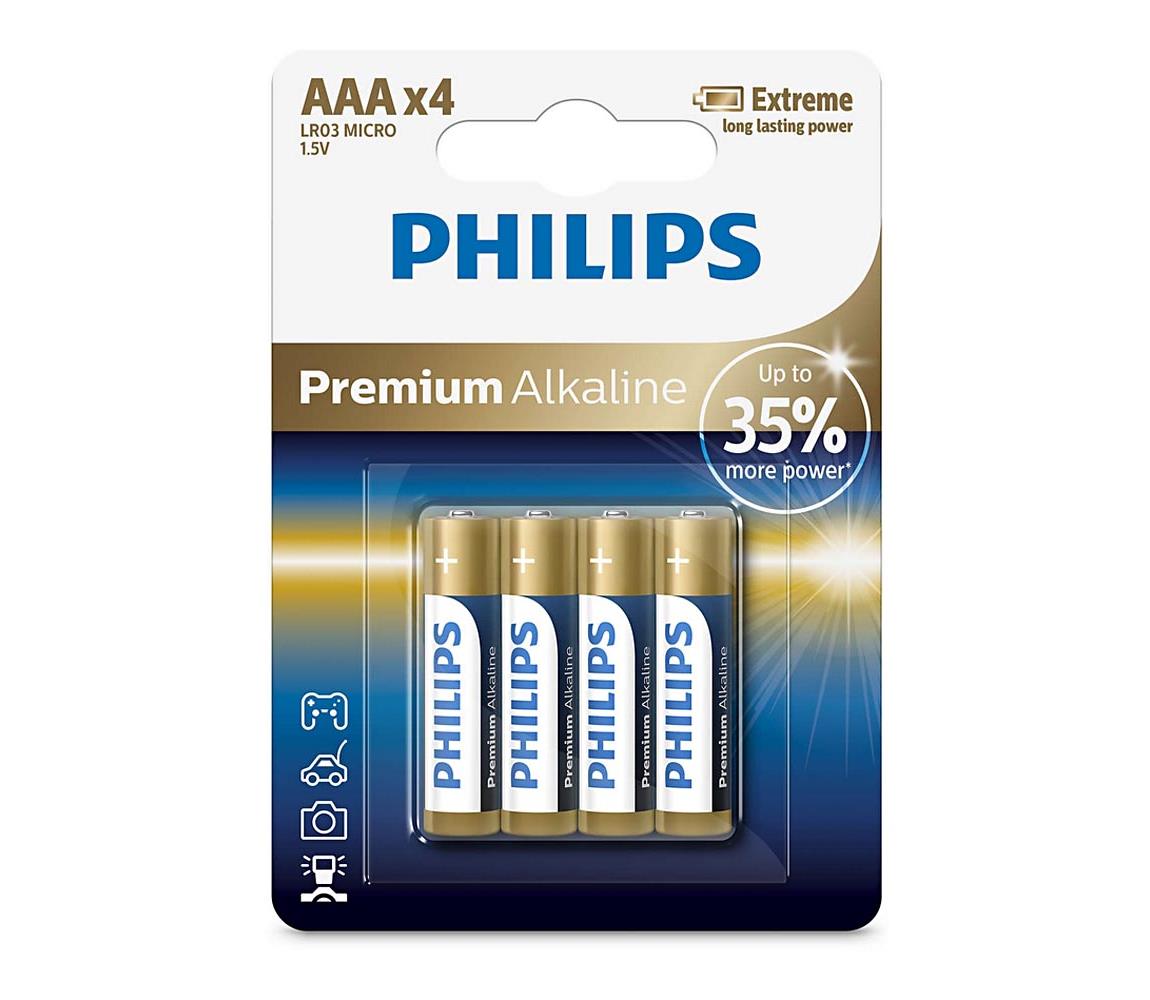 Philips Philips LR03M4B/10 - 4 ks Alkalická baterie AAA PREMIUM ALKALINE 1,5V P2186