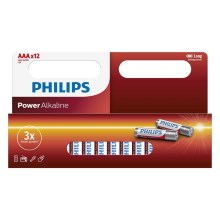 Philips LR03P12W/10 - 12 ks Alkalická baterie AAA POWER ALKALINE 1,5V 1150mAh