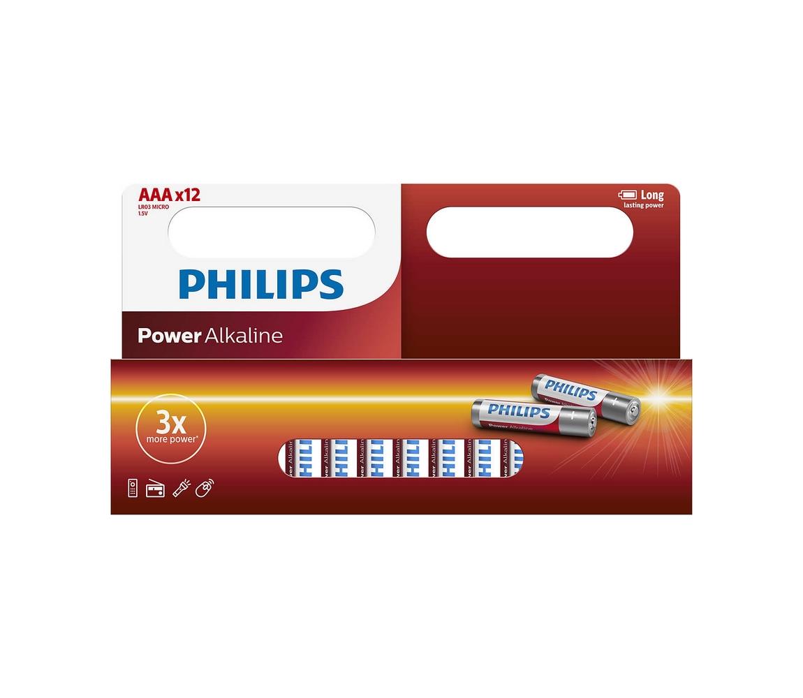 Philips Philips LR03P12W/10 - 12 ks Alkalická baterie AAA POWER ALKALINE 1,5V 1150mAh P2206