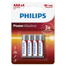 Philips LR03P4B/10 - 4 ks Alkalická baterie AAA POWER ALKALINE 1,5V 1150mAh