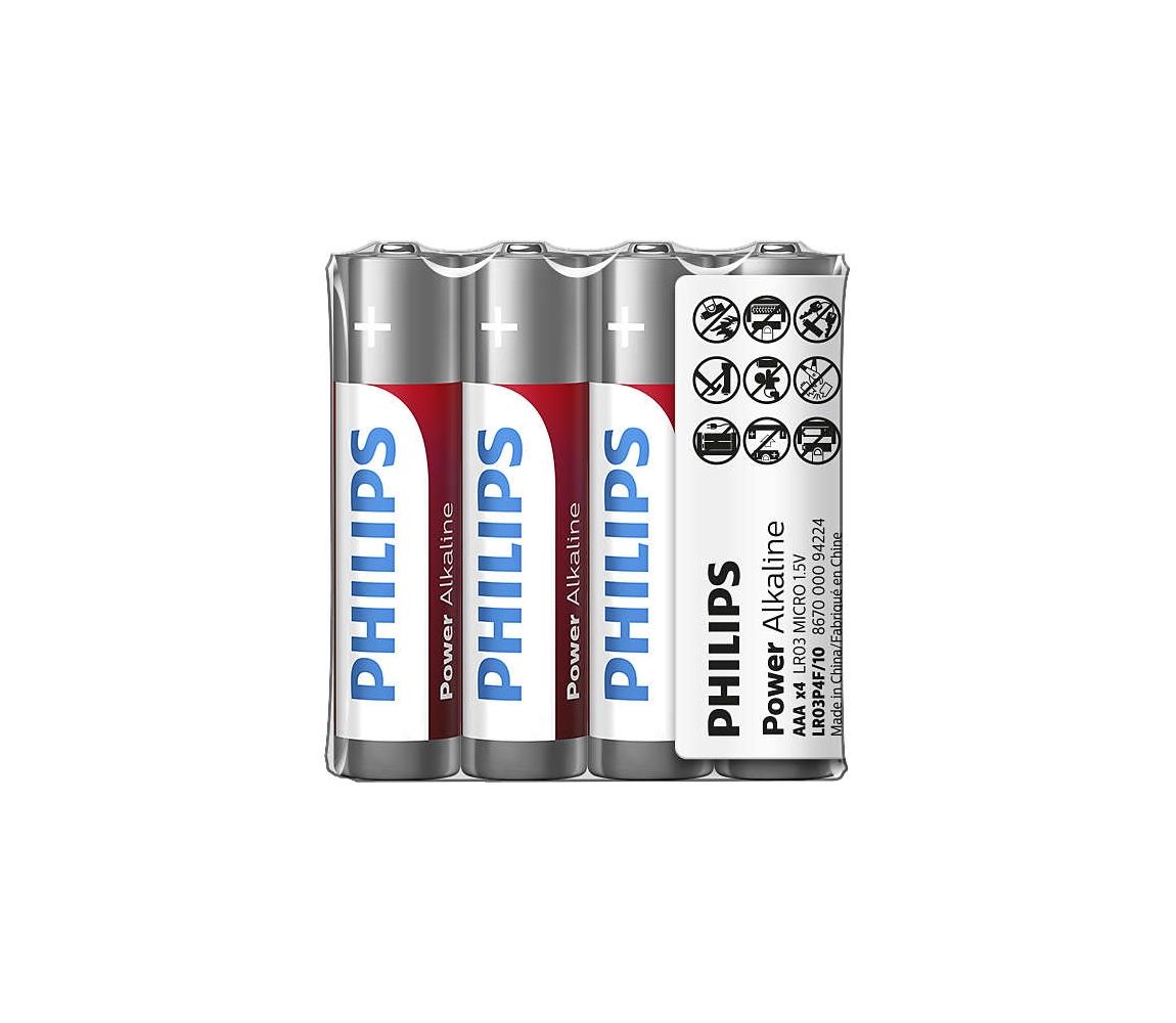 Philips Philips LR03P4F/10 - 4 ks Alkalická baterie AAA POWER ALKALINE 1,5V 1150mAh 
