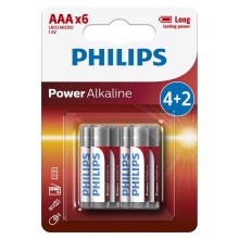 Philips LR03P6BP/10 - 6 ks Alkalická baterie AAA POWER ALKALINE 1,5V 1150mAh