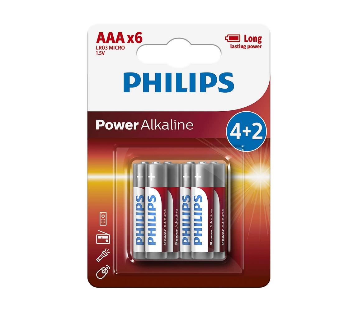 Philips Philips LR03P6BP/10 - 6 ks Alkalická baterie AAA POWER ALKALINE 1,5V P2200