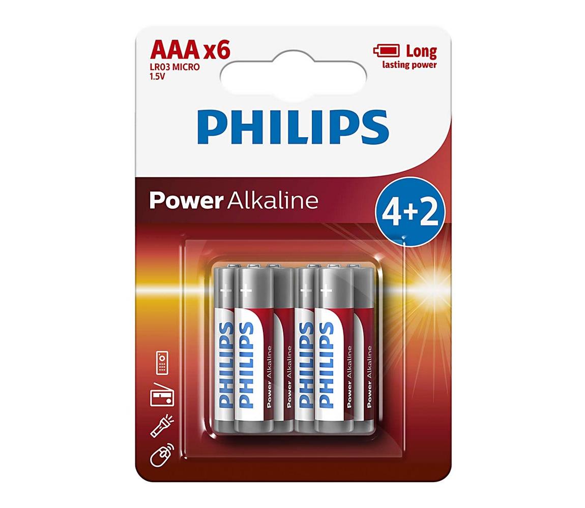 Philips Philips LR03P6BP/10 - 6 ks Alkalická baterie AAA POWER ALKALINE 1,5V P2200