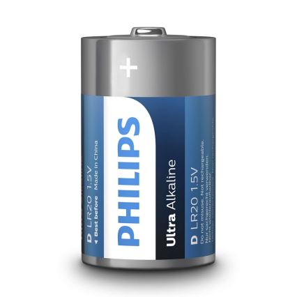 Philips LR20E2B/10 - 2 ks Alkalická baterie D ULTRA ALKALINE 1,5V 15000mAh