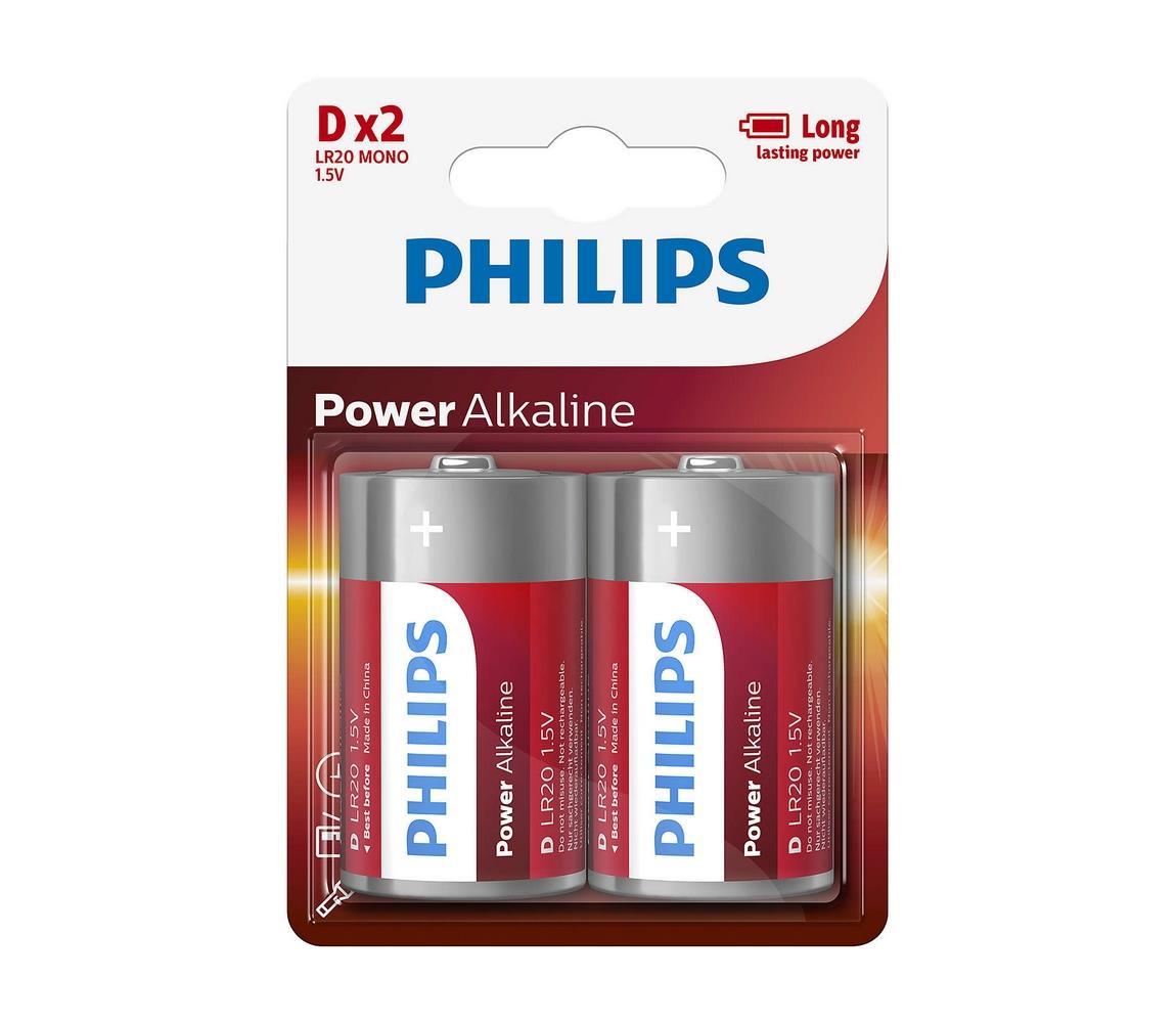 Philips Philips LR20P2B/10 - 2 ks Alkalická baterie D POWER ALKALINE 1,5V 14500mAh 
