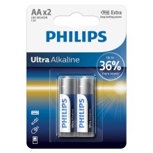 Philips LR6E2B/10 - 2 ks Alkalická baterie AA ULTRA ALKALINE 1,5V