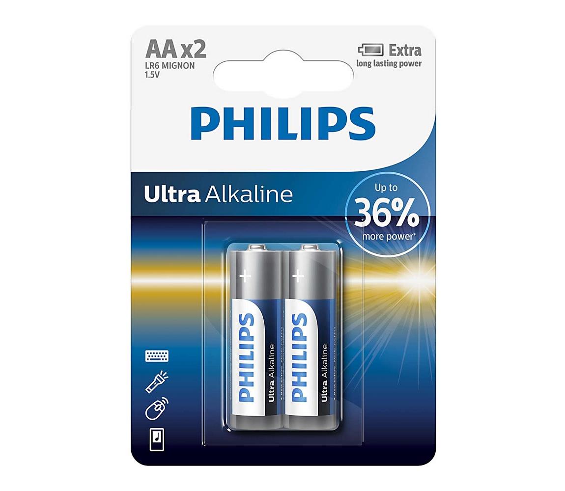 Philips Philips LR6E2B/10 - 2 ks Alkalická baterie AA ULTRA ALKALINE 1,5V P2188