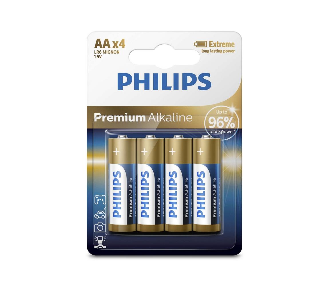 Philips Philips LR6M4B/10 - 4 ks Alkalická baterie AA PREMIUM ALKALINE 1,5V 3200mAh P2185