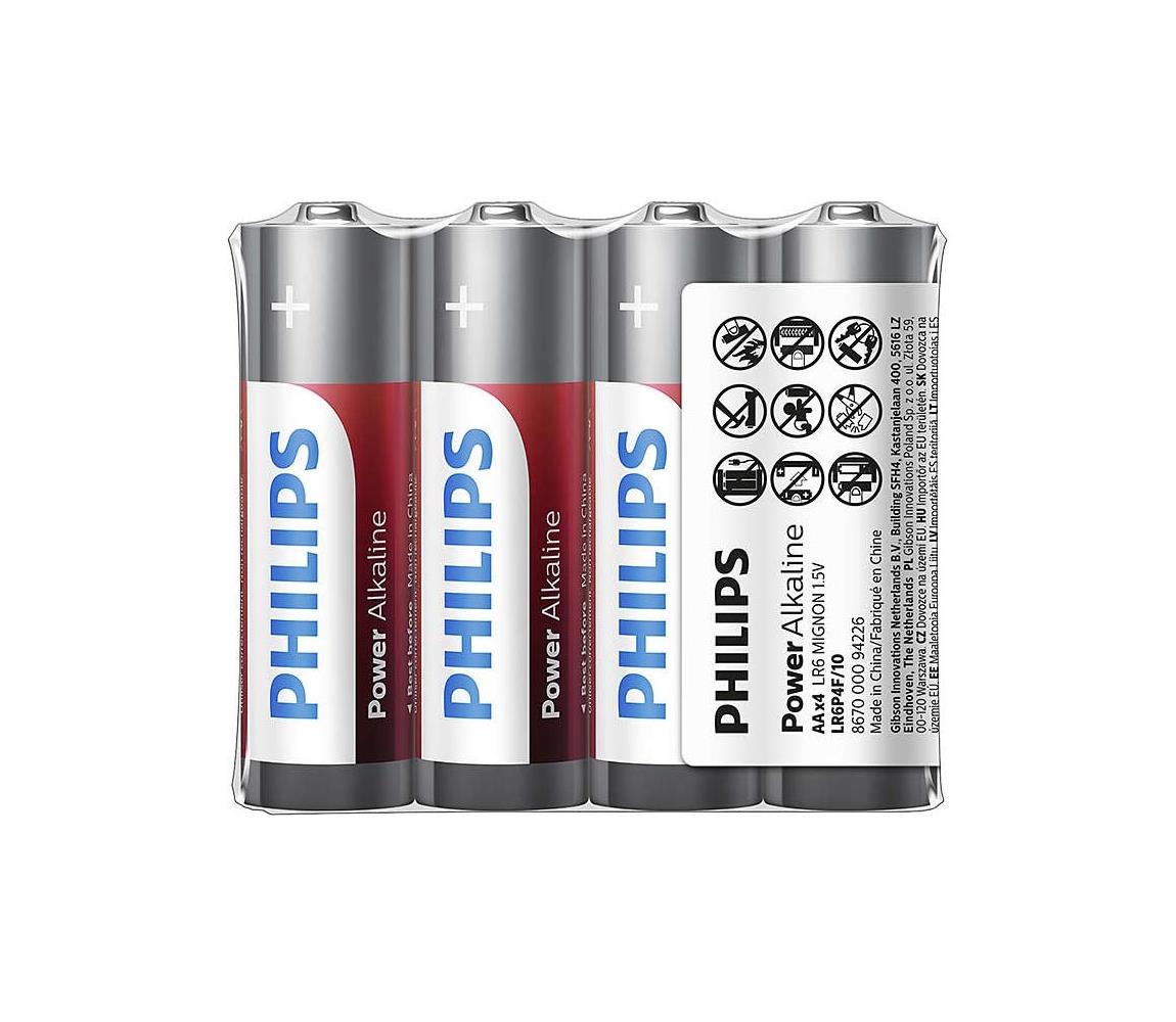 Philips Philips LR6P4F/10 - 4 ks Alkalická baterie AA POWER ALKALINE 1,5V P2199