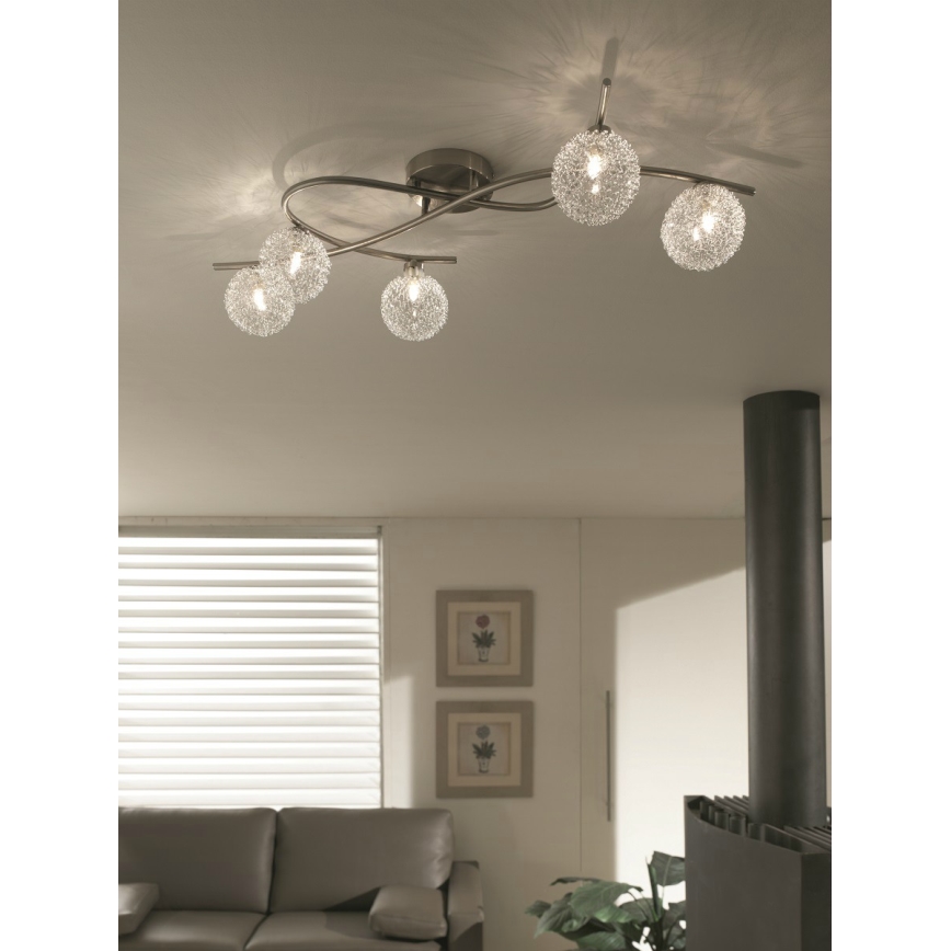 Philips Massive 55825/17/PN - Stropní svítidlo ZINNA 5xG9/40W