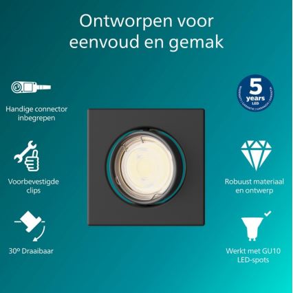Philips - Podhledové svítidlo PERIDOT 1xGU10/7W/230V černá